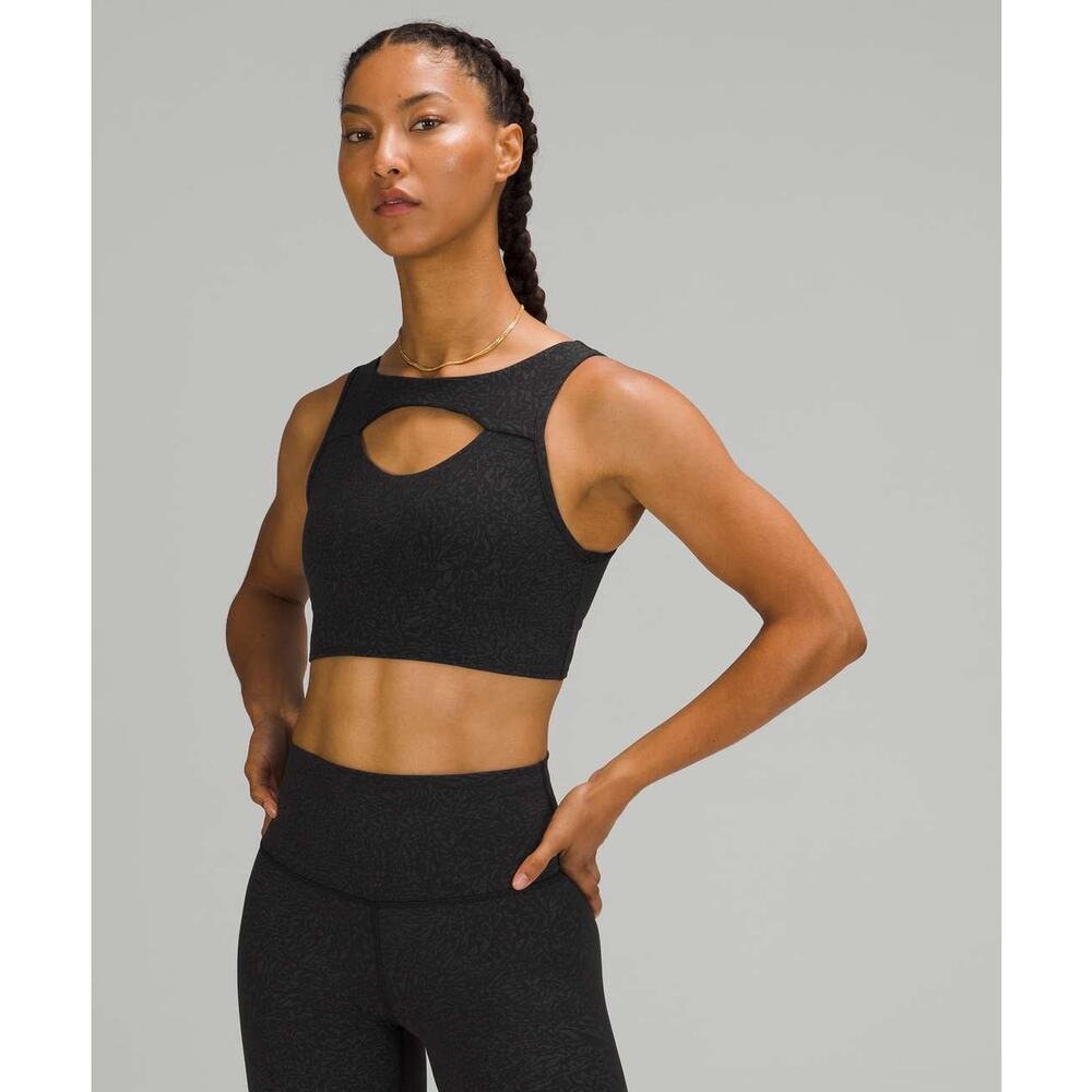 Lululemon Everlux Cut-Out Train Women's Size 6 Sports Bra Black Gray